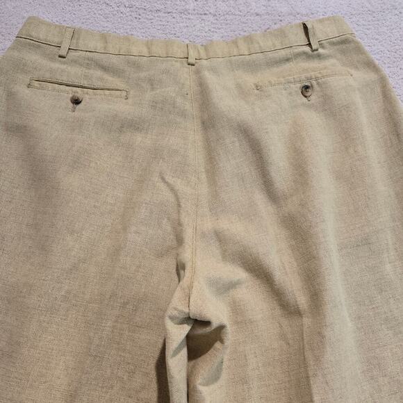 Club Room Linen Blend Pleated Cuffed Pants Men's 38x30 Old Money Preppy - Picture 5 of 9
